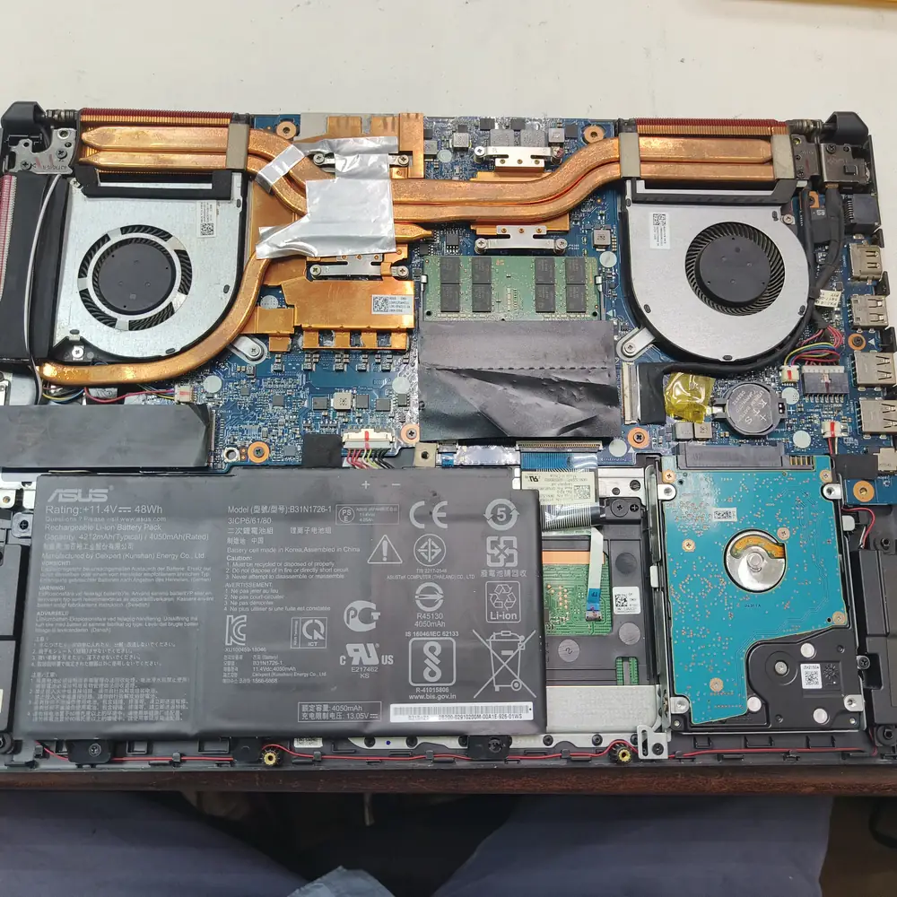 ASUS Laptop Dual Heatpipe Fans Open