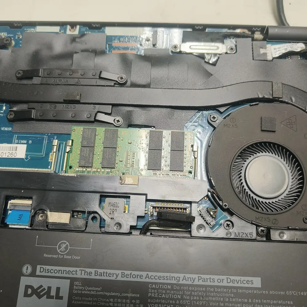 Dell Laptop RAM Fan Battery Chassis Open