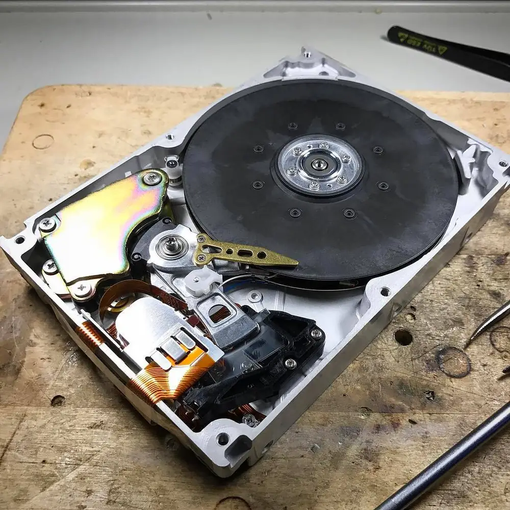 Disassembled Hard Drive Platter Repair