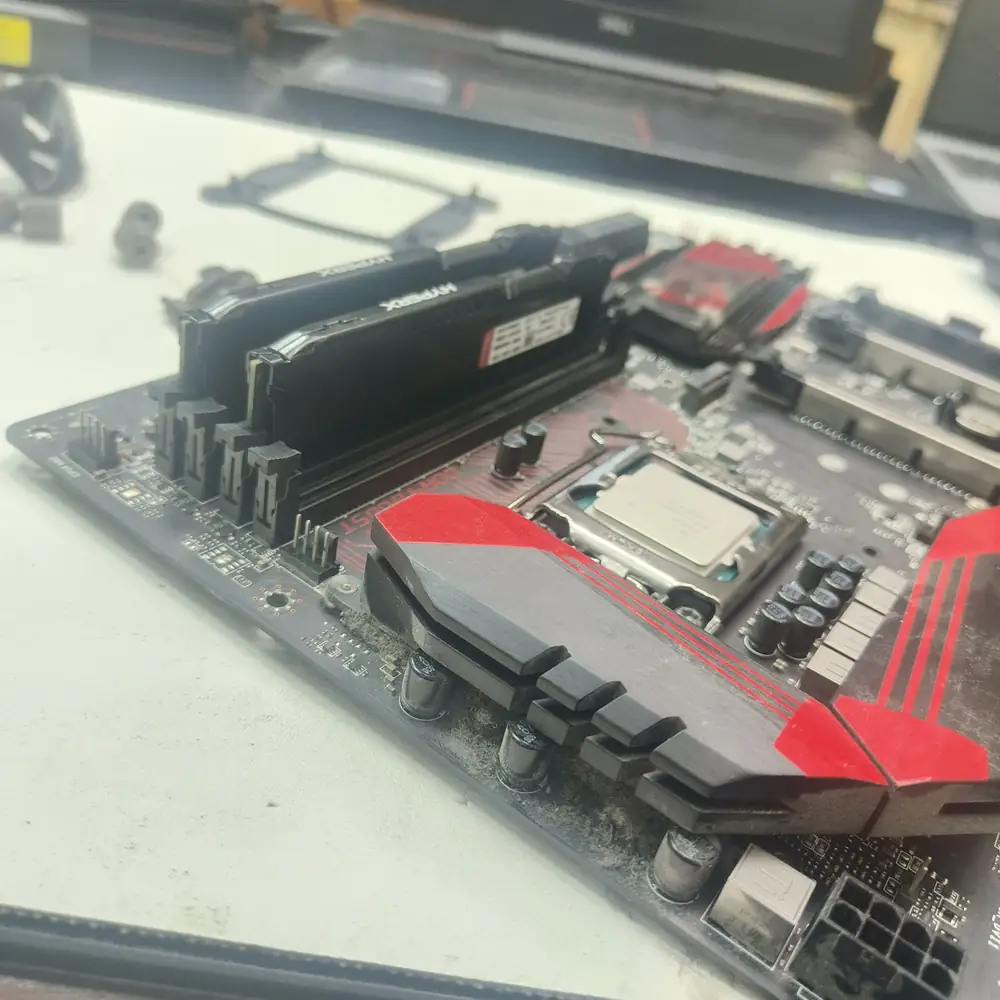 Gaming Motherboard RAM Installed Closeup