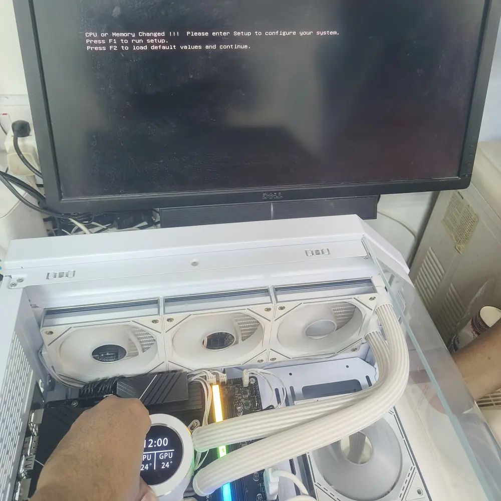 BIOS memory setup screen during a gaming PC build in Kuwait