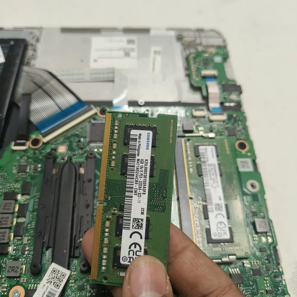 Installing Laptop RAM Module Motherboard