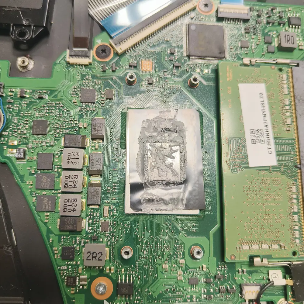 Laptop CPU Thermal Paste Applied Motherboard