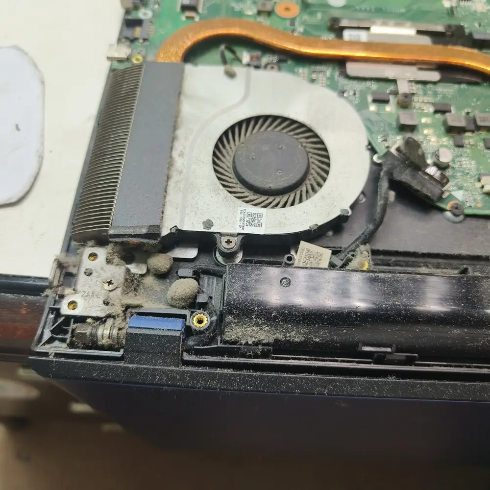 Laptop Dusty Fan Motherboard Closeup