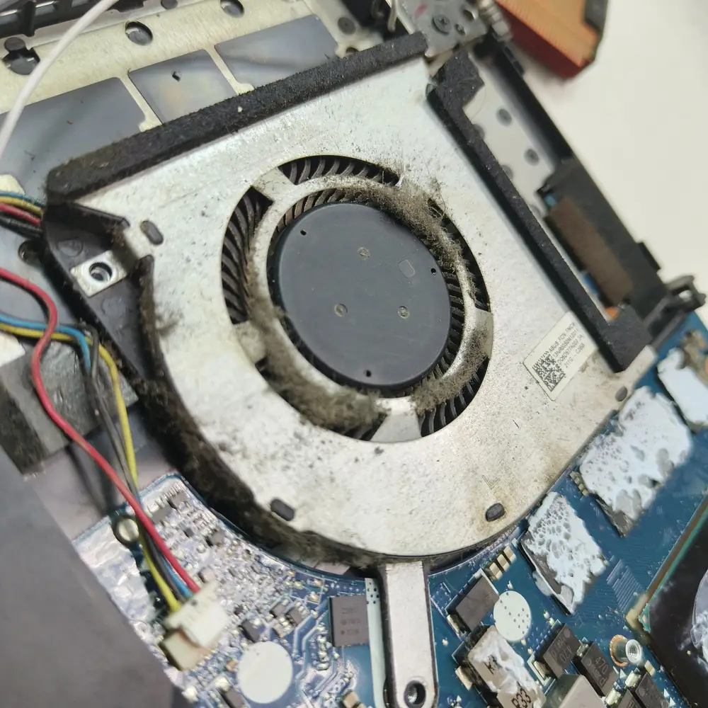 Laptop Dusty Fan Wires Closeup