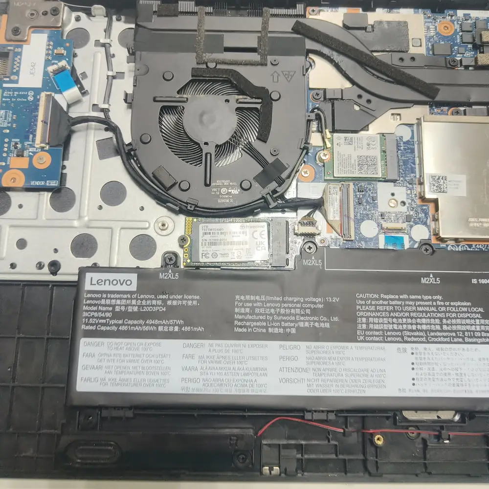 Lenovo Laptop Battery Fan Heatsink Open