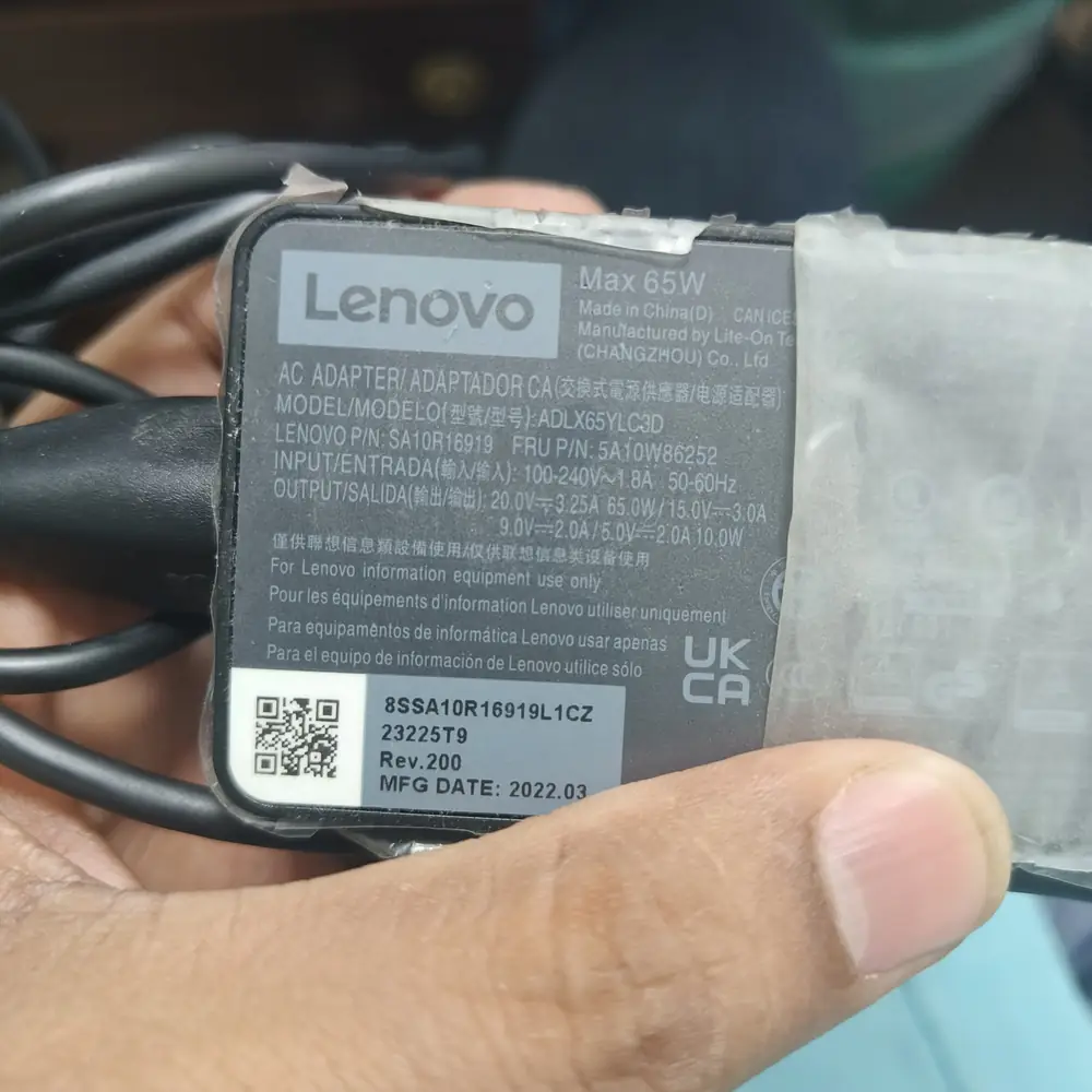 Lenovo Max 65w AC Adapter Label