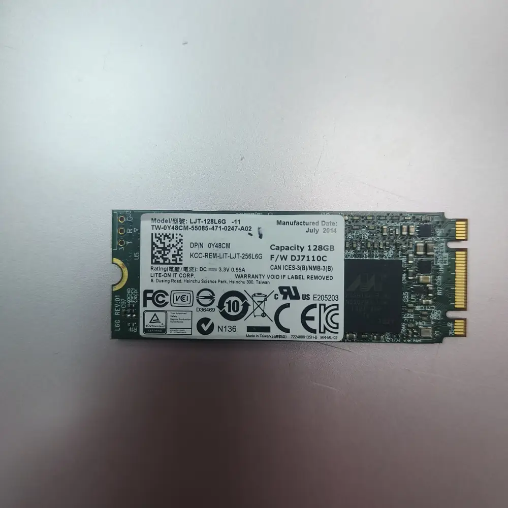 M.2 SATA SSD 128gb Closeup